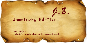 Jamniczky Béla névjegykártya